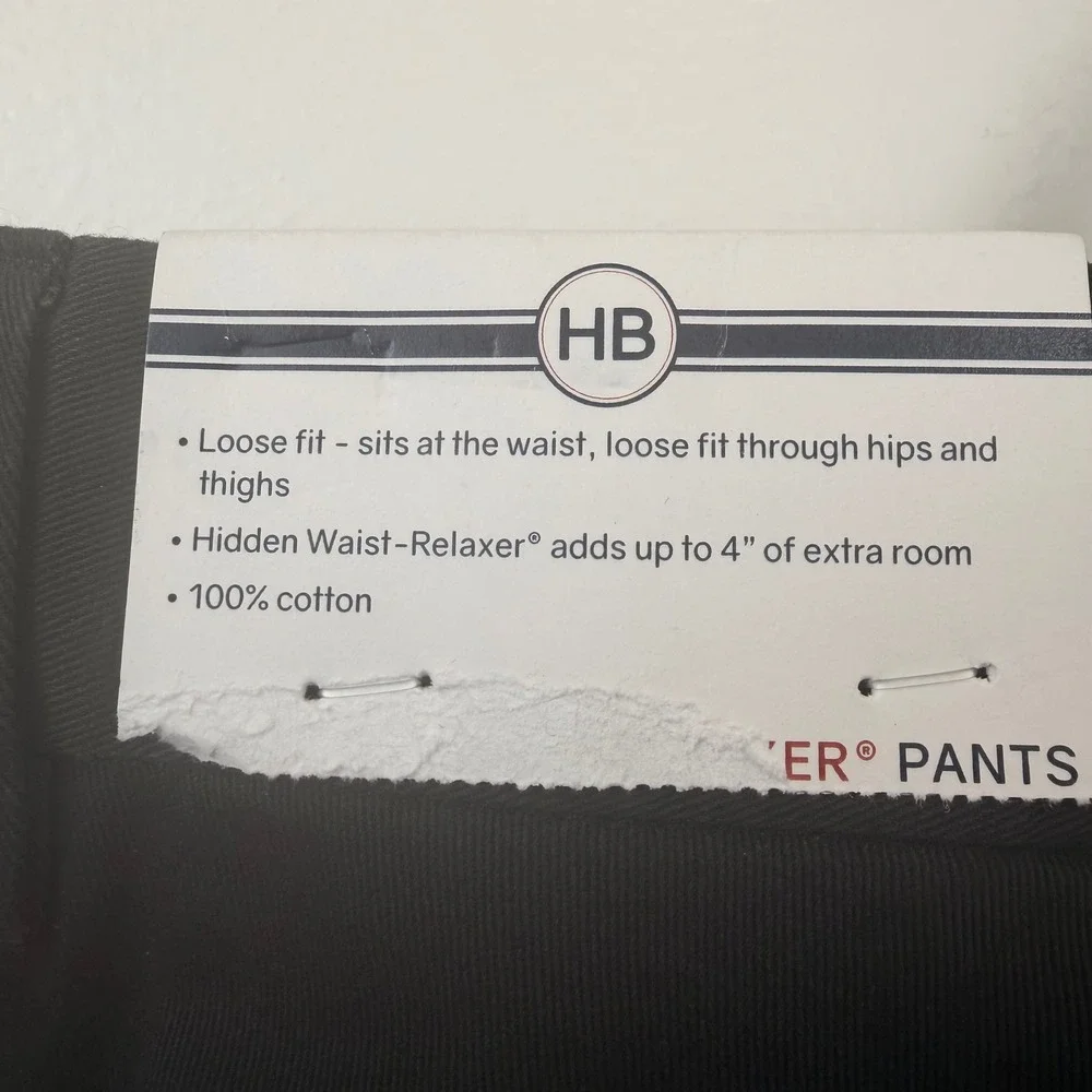 Harbor Bay Mens Black Pleated Cotton Dress Pants 54x32‎ Hidden Waist Relaxer NEW